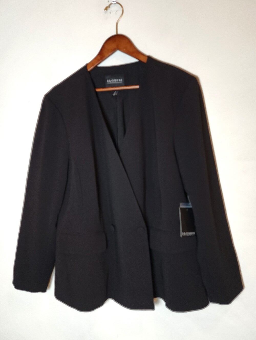 NWT Eloquii Collarless Black Blazer Jacket Women's Plus Size 18 2X